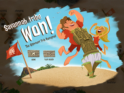 Tribes Winner Pop Up :) blond challenge characters flag home jump refresh strong totem victory winner won