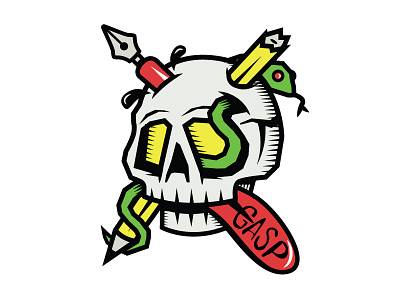 Last Gasp Logo ink pen last gasp pencil publishing skull snake tongue