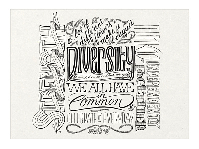 Diversity calligraphy hand lettering illustration lettering typography