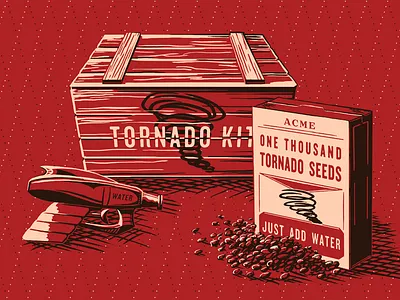 ACME Tornado Kit acme illustration kit poster red screen print seeds tornado