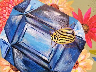 floral gem beetle design floral flowers gemstone illustration jewel nature painting surface design