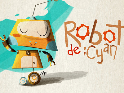 Robot adobe art cyan digita draw illustration illustrator paper photohop robot