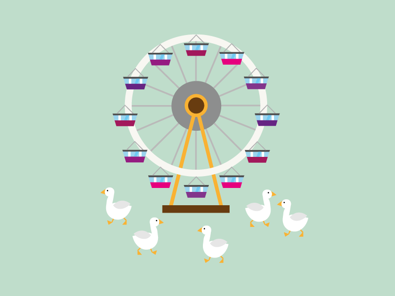 Goose Fair animals cartoon fair flat fun fair goose fair illustration nottingham simple