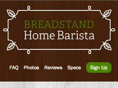 Breadstand Home Barista logo navigation wood
