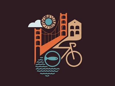 San Francisco bay area bike bridge fish gate golden house san francisco sun water