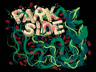 Parkside Wall Illustration version 2 art artwork canvas comic illustration plants typography wall