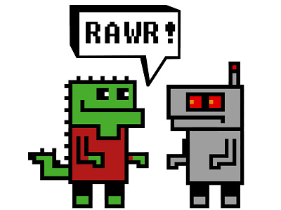 Rawr art design dinosaur graphic pixel rawr robot