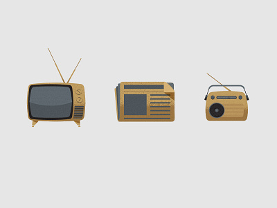 Old News icons illustration newspaper radio tv