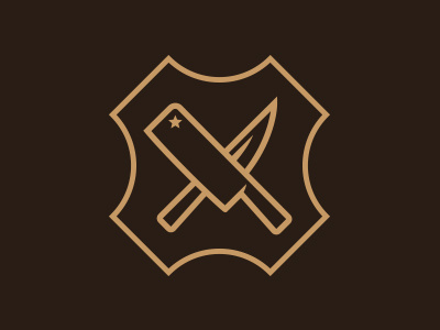 Butcher Icon beef butcher cleaver crest cross cut knife shield star