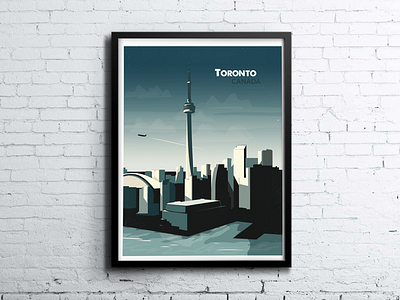 Toronto Poster II brick canada cn tower illustration illustrator ontario photoshop skyline sunrise toronto vector water
