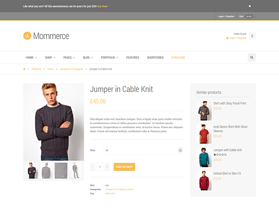 Mommerce - Single Product clean css transitions ecommerce minimal modern parallax response retina theme woocommerce wordpress theme