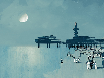 Beach Walk beach blue illustration people walk wip