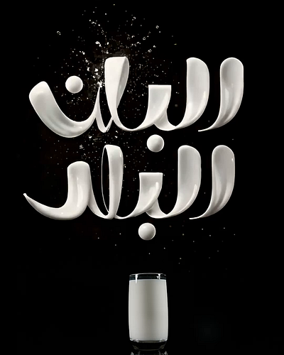 milk calligraphy by Tarafa Mhfoud™ arabic calligraphy creativedesign font graphic design milk typography yougurt البان البلد خط عربي فونت