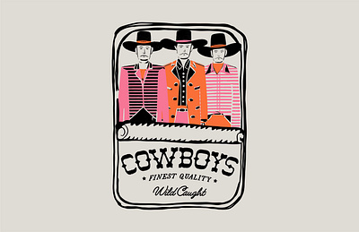 Can O' Cowboys arizona cowboy graphic design hand drawn illustration sardines southwest western