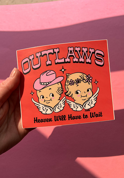 Angel Outlaws angel cowboy cowgirl graphic design illustration kewpie outlaw sticker western