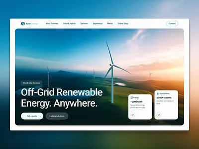 Renewable Energy Website Redesign cta energy landing page modern noise renewable energy stats ui uiux userexperience vibrant colours warm image webdesign website