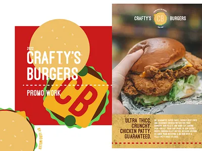 Crafty's Burgers - Advertisement advertisement bold color branding burgers element design flat food graphic design illustration poster design promotional work