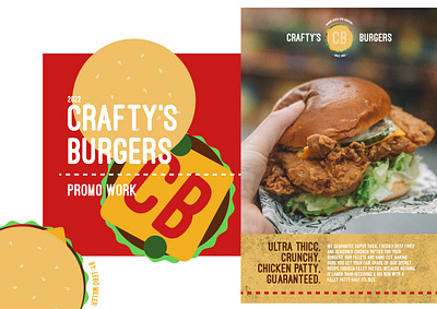 Crafty's Burgers - Advertisement advertisement bold color branding burgers element design flat food graphic design illustration poster design promotional work