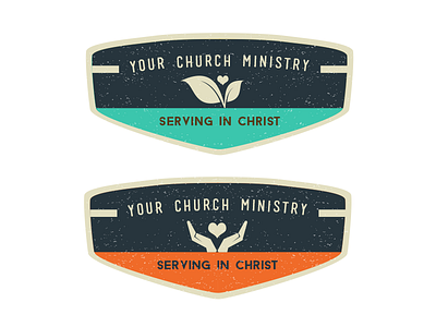 Serving in Christ badge church design logo ministry outreach serve vector