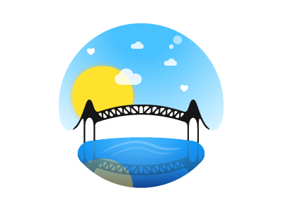 Bridge and Sun bridge cloud desing love print sea shadow sky sun water wave
