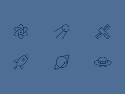 Space Icons atom glyphs ios planet rocket satellite saturn science sputnik stroke tab ufo