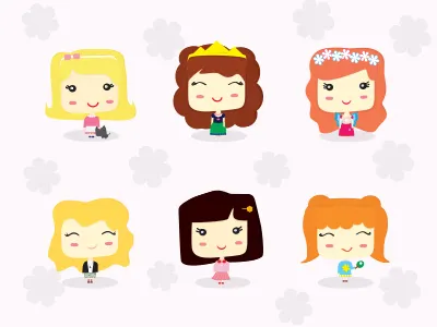 Cute Little Girls Set characters children cute little girls cute little girls set fairy flowers kid little girls princess toys vector girls vector little girls