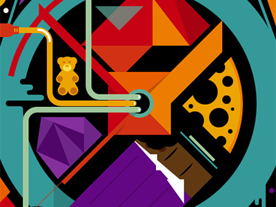 Small part of bigger piece flat foods illustration kraft