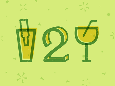 2 Years | 2 Margaritas anniversary beer corona drink festive illustration lettering margarita texture two vector