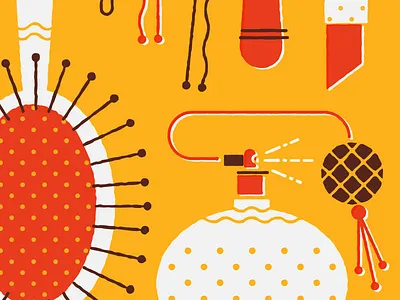 Girl Shit - WIP atomizer brown brush girls hair illustration lipstick perfume red texture vector yellow