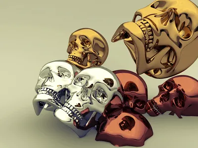 Winners 3d bronze c4d gold render silver skull
