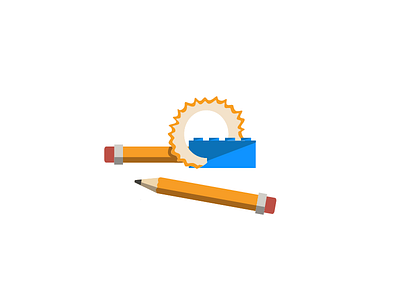 Sharp flat illustration lego pencil sharpener stationery vector wip