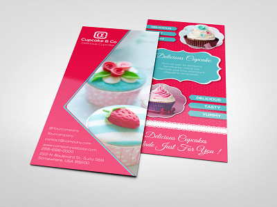 Sweet & Cupcake Rack Card bakery cake chocolate cupcake delicious print template professional rack card simple special stylish sweet