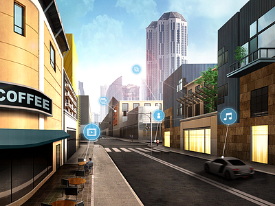 Cisco Monetize buildings city view connect icons