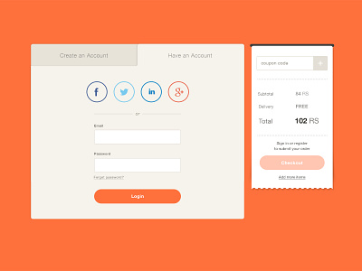 Login and checkout checkout form login order summary sign in social