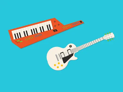 Keytar & Geetar geetar illustration instruments keytar music