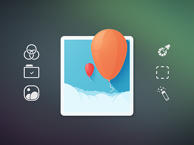 Photos air balloon clouds color filter folder frame glyphs icons magic photo sky