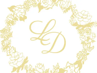 Close up of hand drawn flowers for Providence & Co Logo flower gold hand drawn hand lettering logo