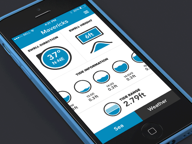 Sea status animation animation app blue compass dark flow ios iphone mobile wave weather