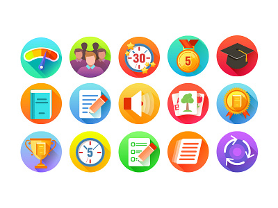 Icons for learning English iOS app application colorful education english flat icons ios learn level pencil study test