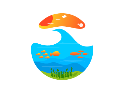 Under the Sea cloud fish nature sea seaweed sun sunset wave