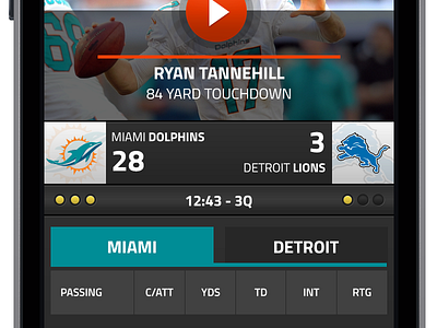 Football App app circle dark football mobile nfl orange play score tabs video