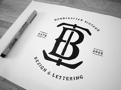 IB Monogram calligraphy drawing hand drawn hand lettering ink lettering letters monogram pencil sketch texture typography