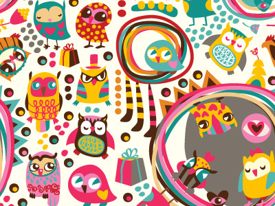 Cute Owls Pattern cartoon cute flat funny kite kit owl pattern seamless vector