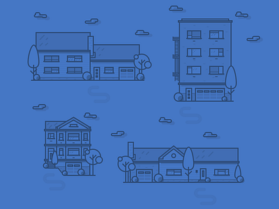 Houses building city clean house illustration illustrator path shape simple stroke