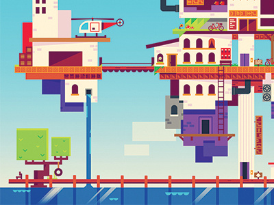 Fezzine city fez game gomez illustration vector village