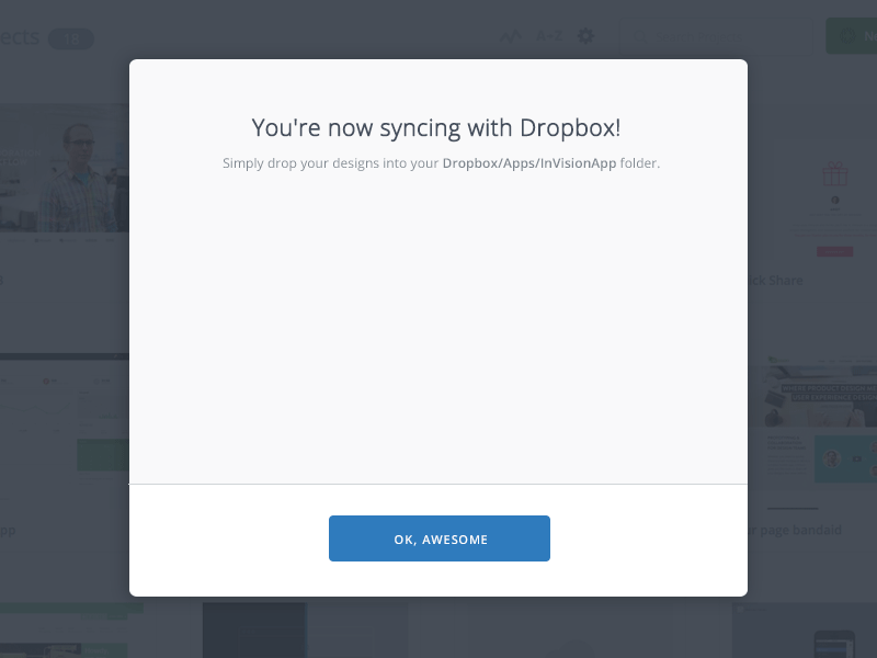 InVision + Dropbox Syncing dropbox gif interface invision modal ui