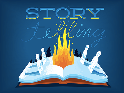 Storytelling book fire illustration pop up