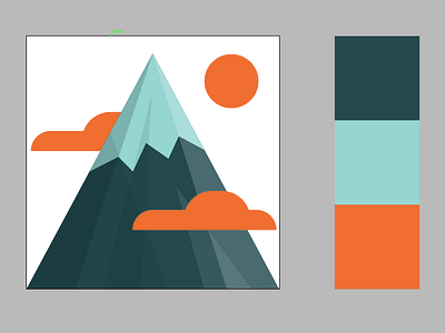 Process Shot blue clouds editorial illustration landscape magazine mountain red