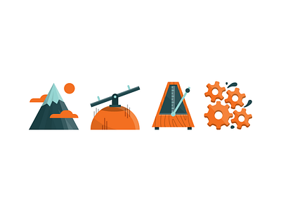 Editorial Illo blue editorial gears illustration magazine metronome mountain orange seesaw