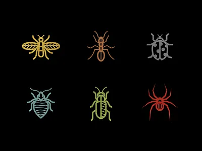 Bugs ant bee bug bugs colors curves deiv icons ladybird outlines spider